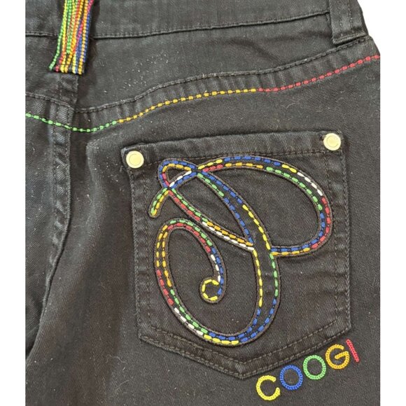 Coogi Womens Black Stretch Denim Jeans With Embroidered Details Colorful - 11/12 - Picture 1 of 10